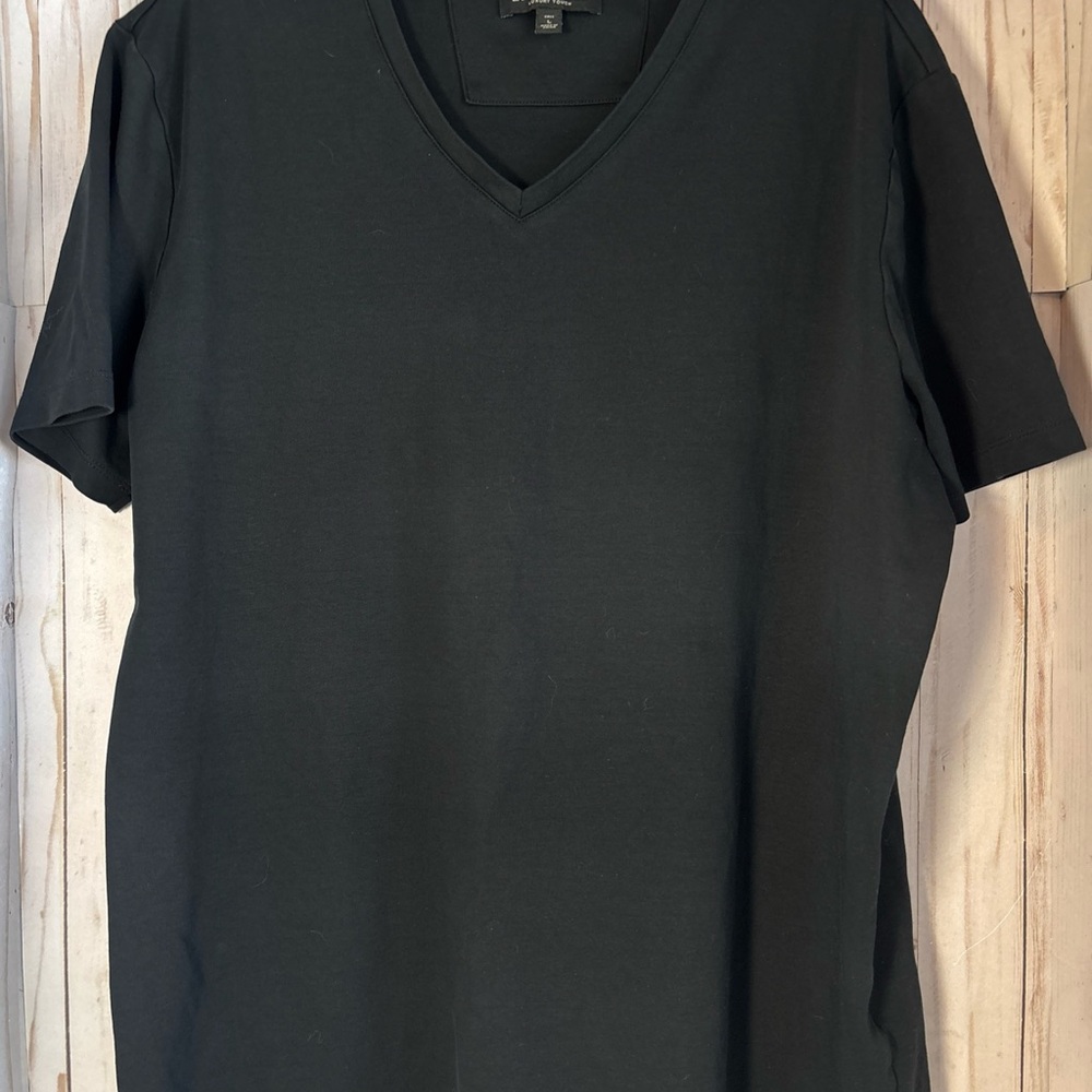 Banana Republic Luxury Touch V Neck Tshirt Gray Black Mens Large Short Sleeve